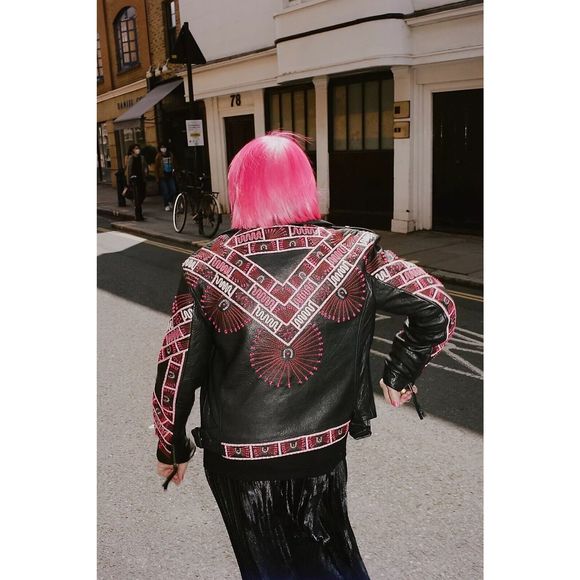 NWT Free People Zandra Rhodes Stardust Biker Jacket Size Small